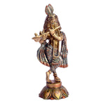 7.5 Inch Lord Krishna Brass Idol with Flute