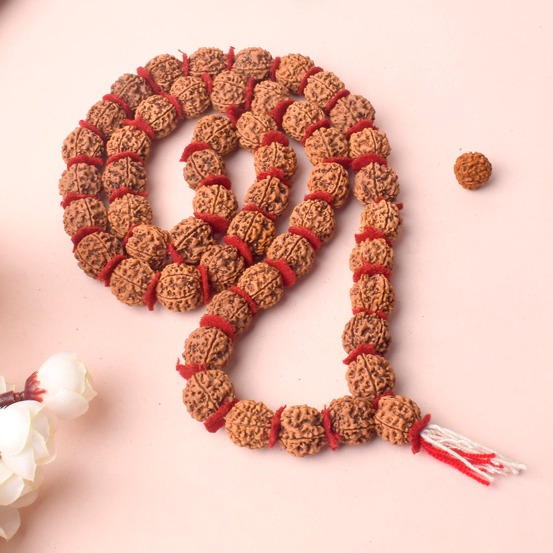5 Mukhi Rudraksha Kantha Mala with 54 Beads Velvet Thread