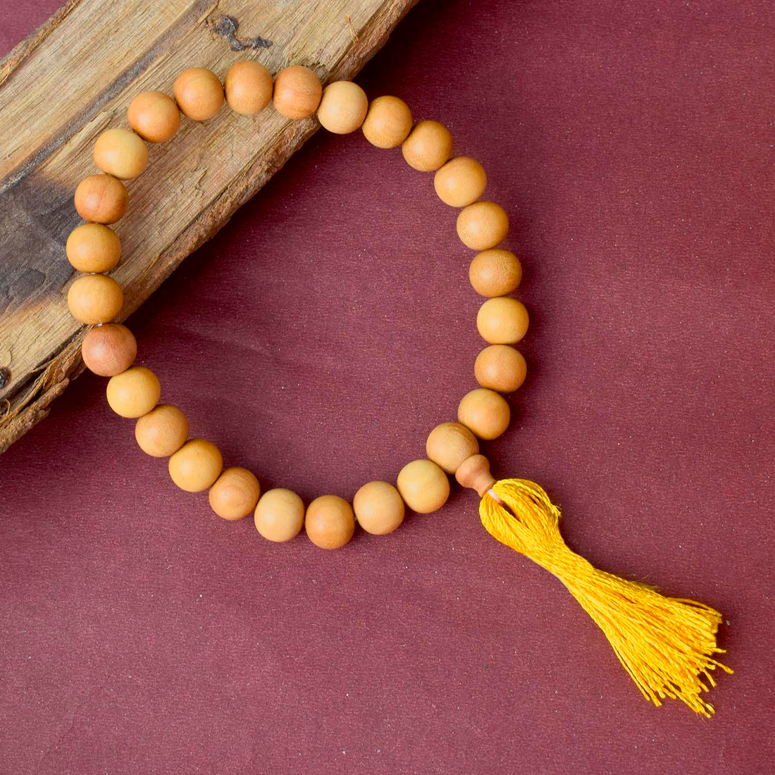 12mm 27 Bead White Chandan Mani Mala (with Thread)