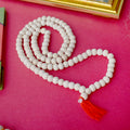 Handcrafted Wooden White Jap Mala made with finely polished white wooden beads, ideal for mantra chanting, meditation, and spiritual use. India’s Premium Jap Mala Store- www.satvikstore.in
