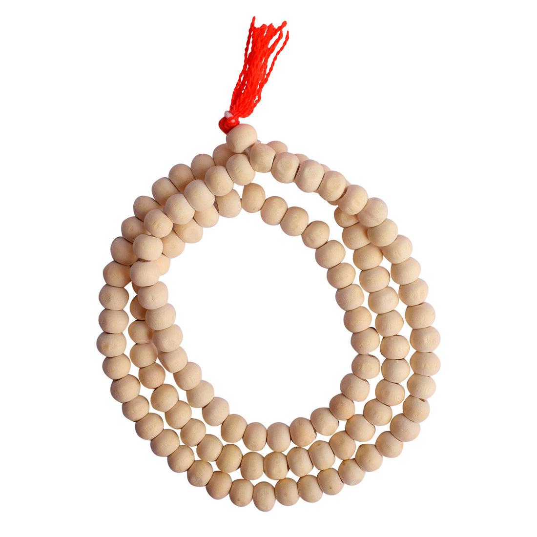 Sacred White Wooden Jap Mala – 108 Handcrafted Beads