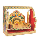 Golden Meenakari Peacock Singhasan Jhula for Laddu Gopal