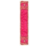 Traditional Pink Velvet Ganpati Idol Patka with Gold Border