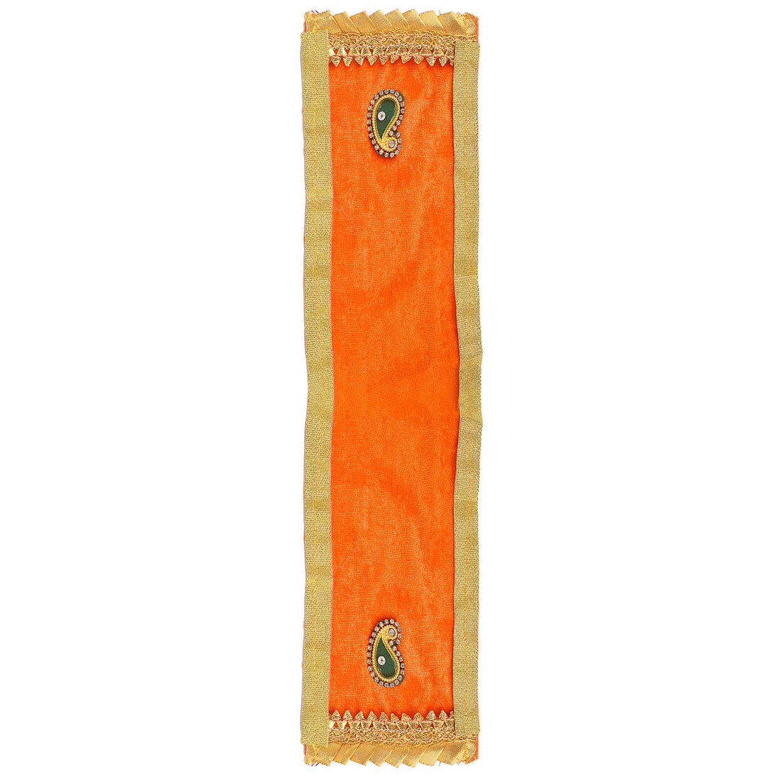 Royal Orange Velvet Ganesha Idol Patka - 31 Inch