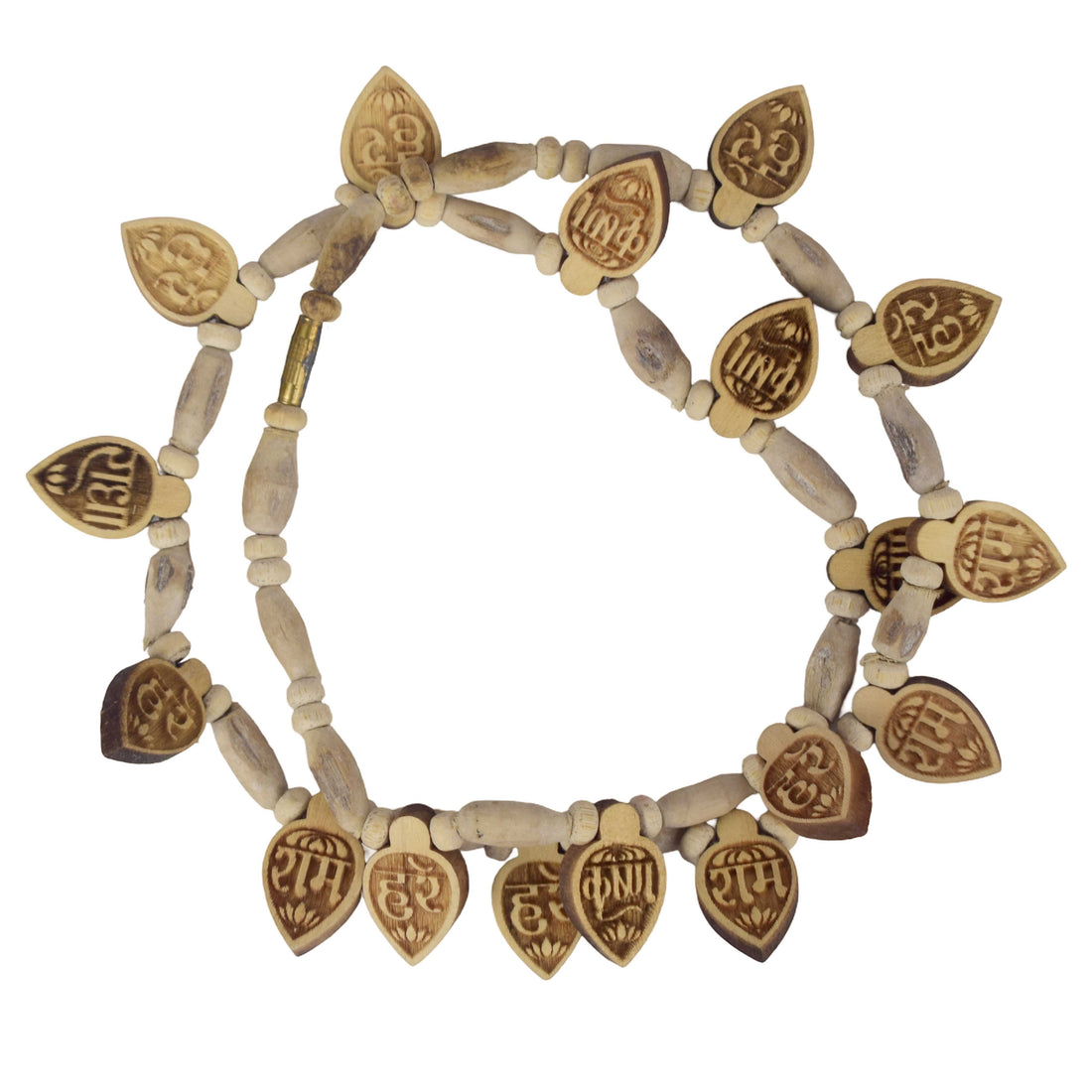 100% Pure Tulsi Kanthi Mala with Hare Ram Hare Krishna Wooden Locket