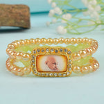 Golden Clear & Green Triple Layer Guruji Swaroop Bracelet