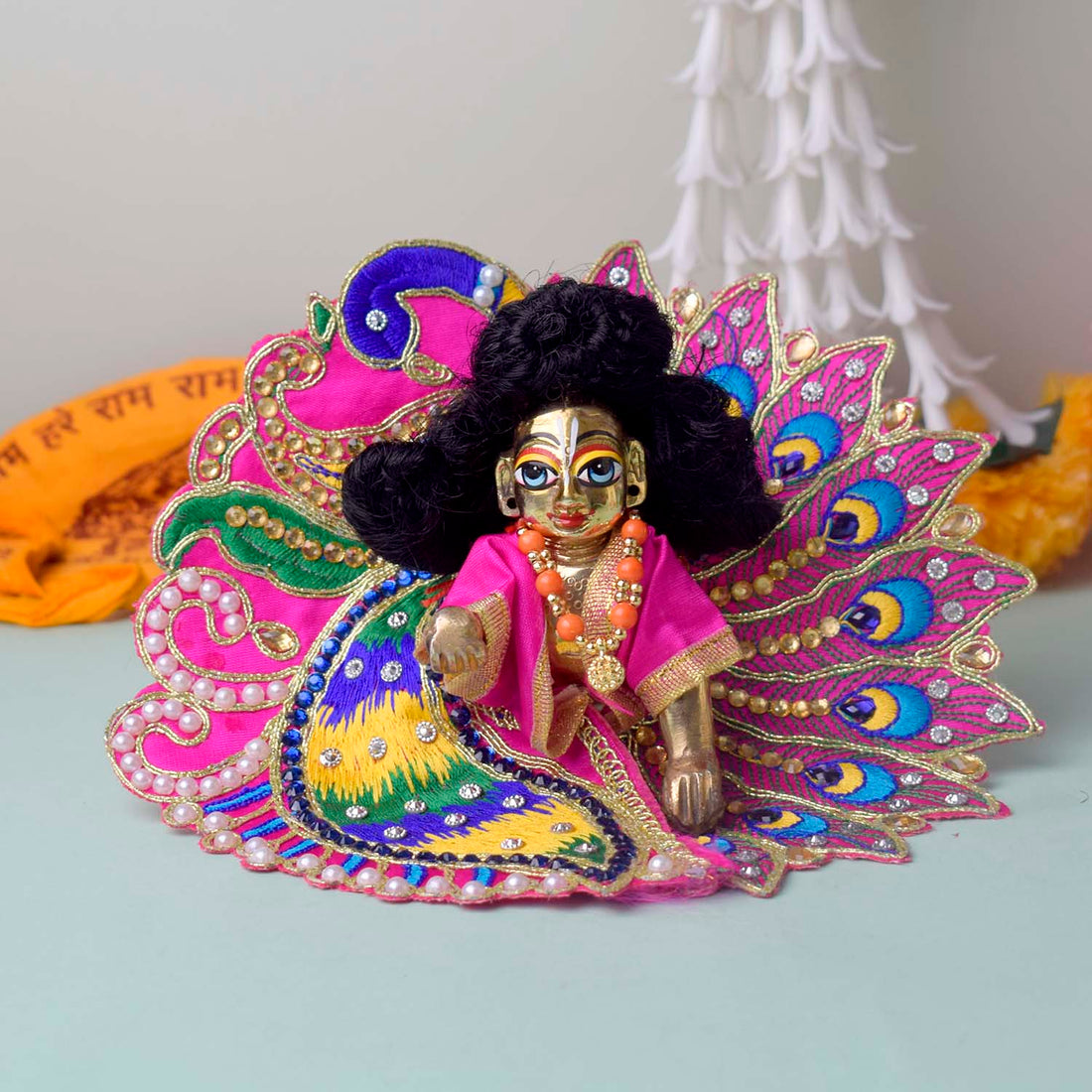 Divine Peacock Elegance Laddu Gopal Dress (Peacock & Mor Pankh Embroidery)