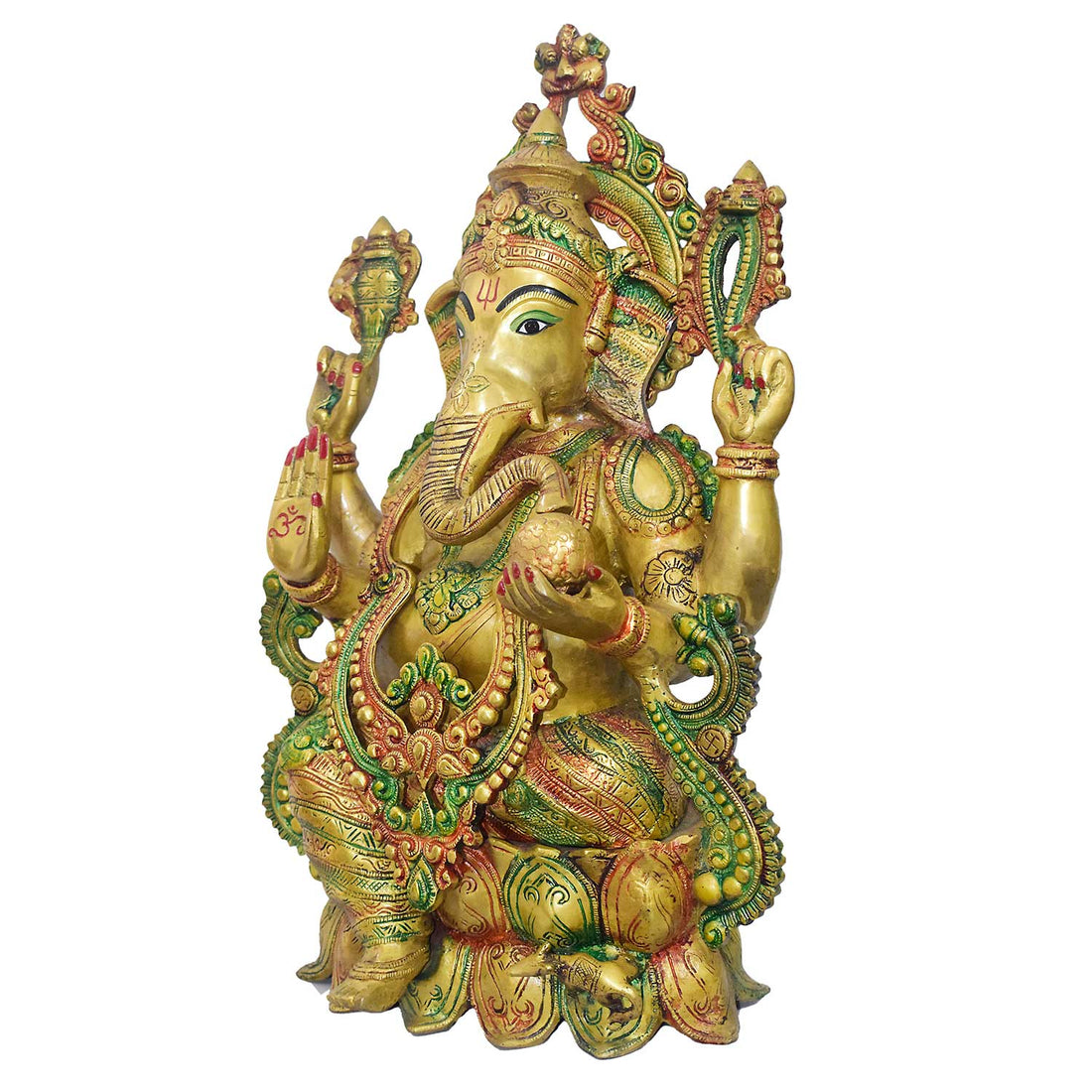 21 Inch Grand Brass Lord Ganesha Idol – Antique Finish