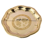 7 Piece Brass Om Laxmi Ganesh Pooja Thali Set (7.5 Inch - 8 Inch) Design 2