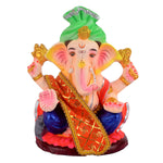 Orange Swastik Print Ganpati Idol Patka with Gold Border