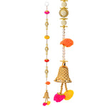 Ethnic Pom Pom Hanging with Pearls & Bell