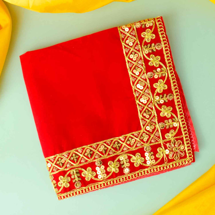 Swastik Design Velvet Aasan 16x24 Inch Pack of 4 with Golden Lace Border. India’s Largest Pooja Accessories Brand - www.satvikstore.in