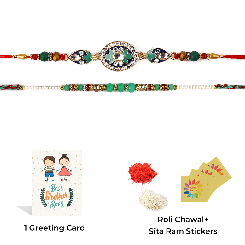 Explore our exquisite collection of Rakhi online 2023. Choose from a stunning Rakhi set of 2, perfect for brothers, bhaiya, and bhai. Shop designer Rakhi and beautiful Rakhi online to send Rakhi abroad. Celebrate with Indian Rakhi and find the perfect Rakhi gift at SatvikStore.in."