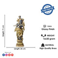   Large Brass Idol of 28 Inch Brass Krishna Sculpture with Artistic Detailing. Elevate your space with the majestic 28-inch Brass Krishna Sculpture, designed with exquisite artistic detailing. This grand piece beautifully depicts Lord Krishna in a graceful and serene posture, showcasing intricate craftsmanship that highlights every delicate feature. 