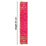 Traditional Pink Velvet Ganpati Idol Patka with Gold Border
