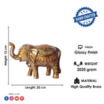 Large Brass Idol of Elephant Statue with Upward Trunk – A Symbol of Prosperity, Good Luck & Vastu Positivity for Home & Office Decor