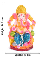 9.5 Inch Eco-Friendly Ganesh Ji Sitting on Shinghasan