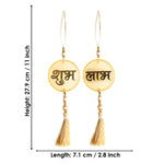 Resin Shubh Labh With Tassels Latkans 1 Pair For Wall Decoration