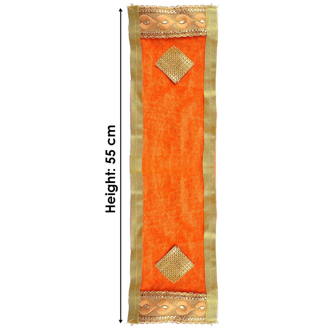 Designer Deity Orange Velvet Ganpati Idol Patka