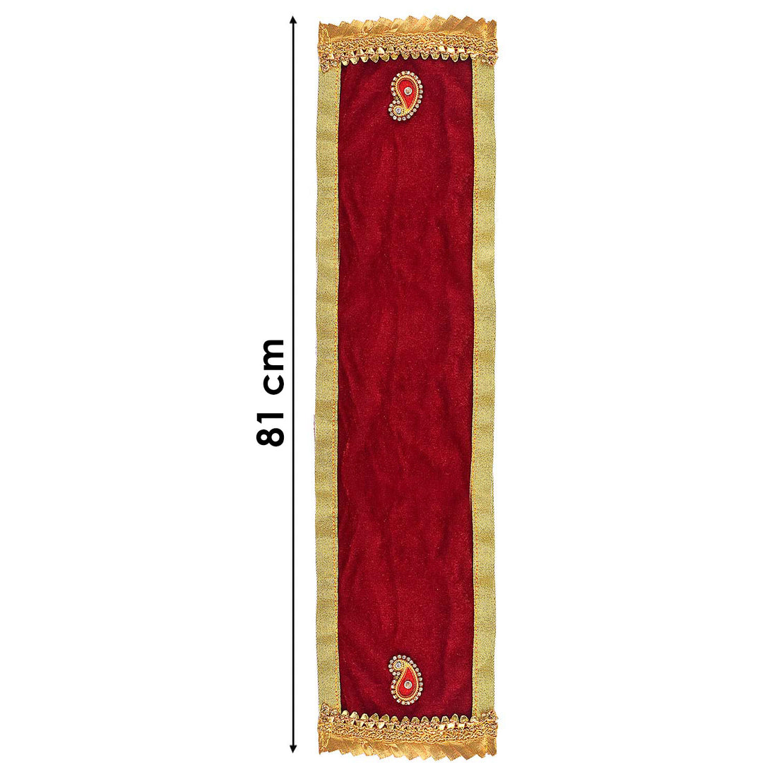 Designer Velvet Maroon Ganpati Idol Patka - 32 Inch