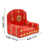 Elegant Handmade Red Velvet Laddu Gopal Singhasan - Small