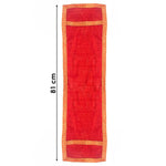 Red Velvet Ganpati Idol Patka with Zig-Zag Gold Border - 32 Inch