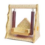 Printed Design Jhula – White & Brown Paper Cradle Swing for Laddu Gopal
