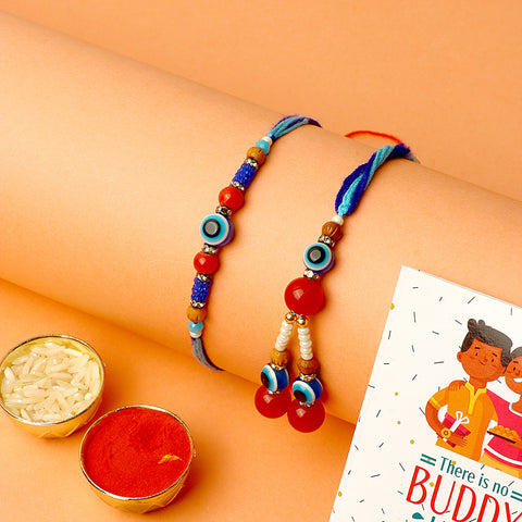 Evil Eye Beaded Bhaiya Bhabhi Rakhi Set for Raksha Bandhan India’s Largest Pooja Accessories Brand – www.satvikstore.in
