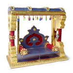 Royal Blue Metal Singhasan Jhula for Laddu Gopal
