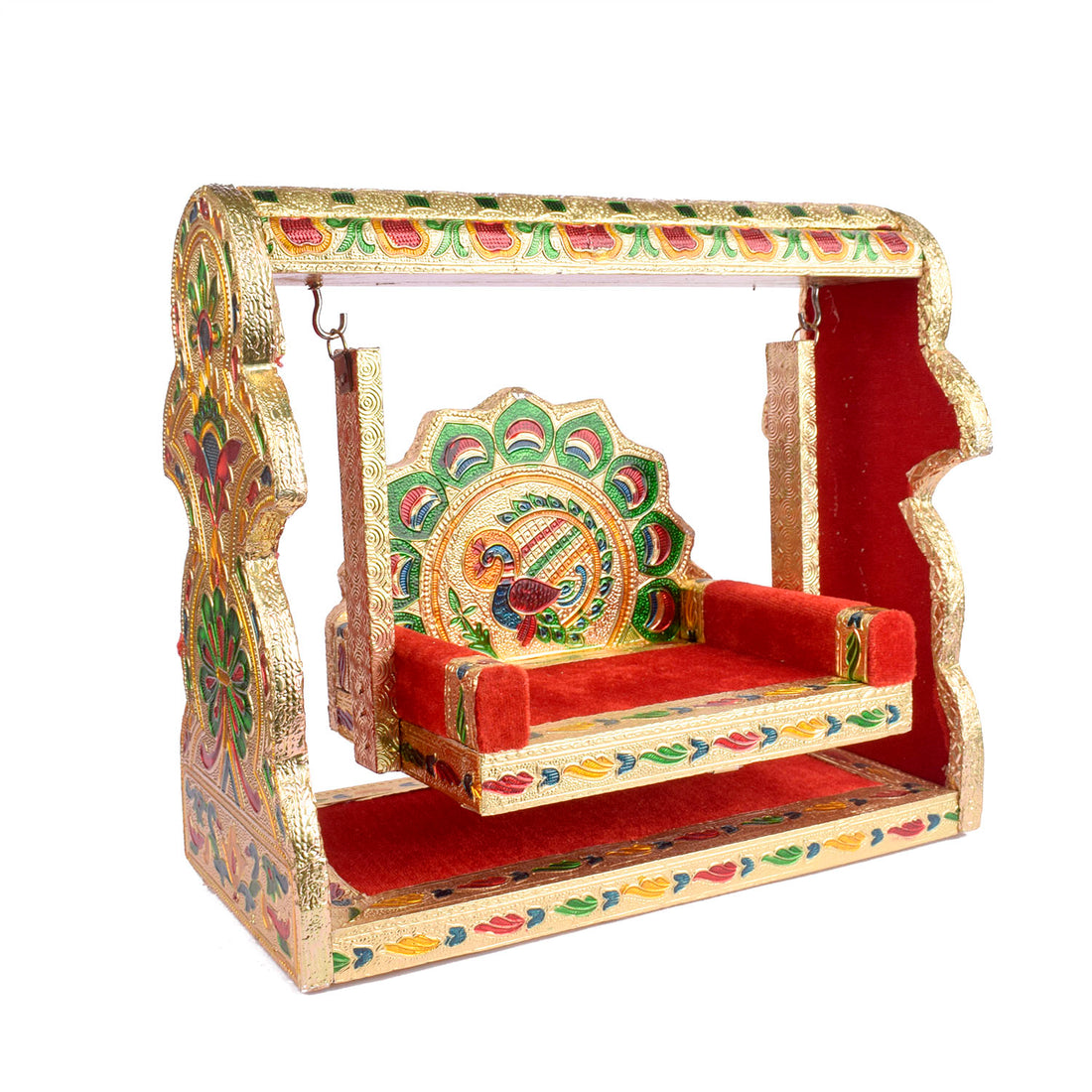 Meenakari Jhula – Singhasan Style Velvet Cradle for Laddu Gopal