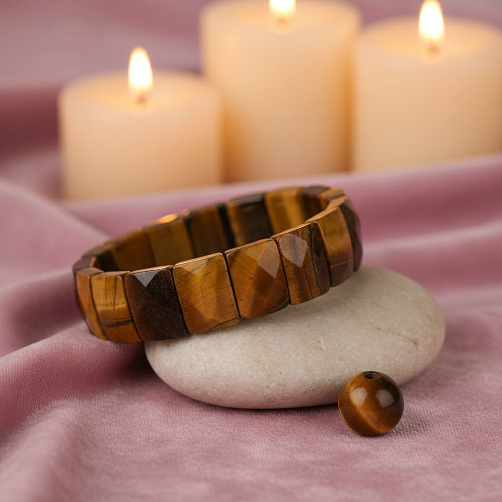 Flat Bead Tiger Eye Bracelet