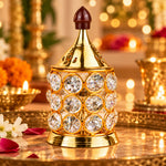 Pure Brass Crystal Glow Chimney Diya