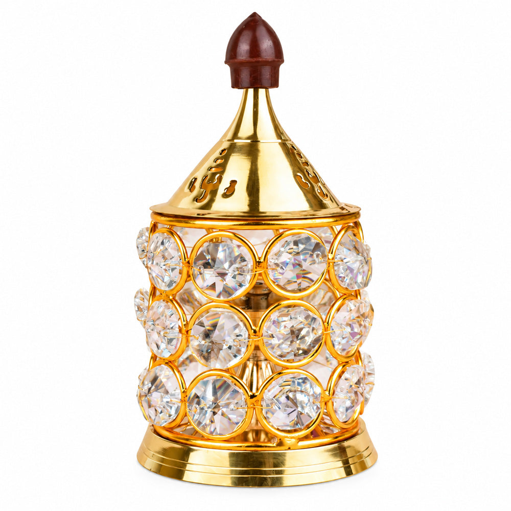Pure Brass Crystal Glow Chimney Diya