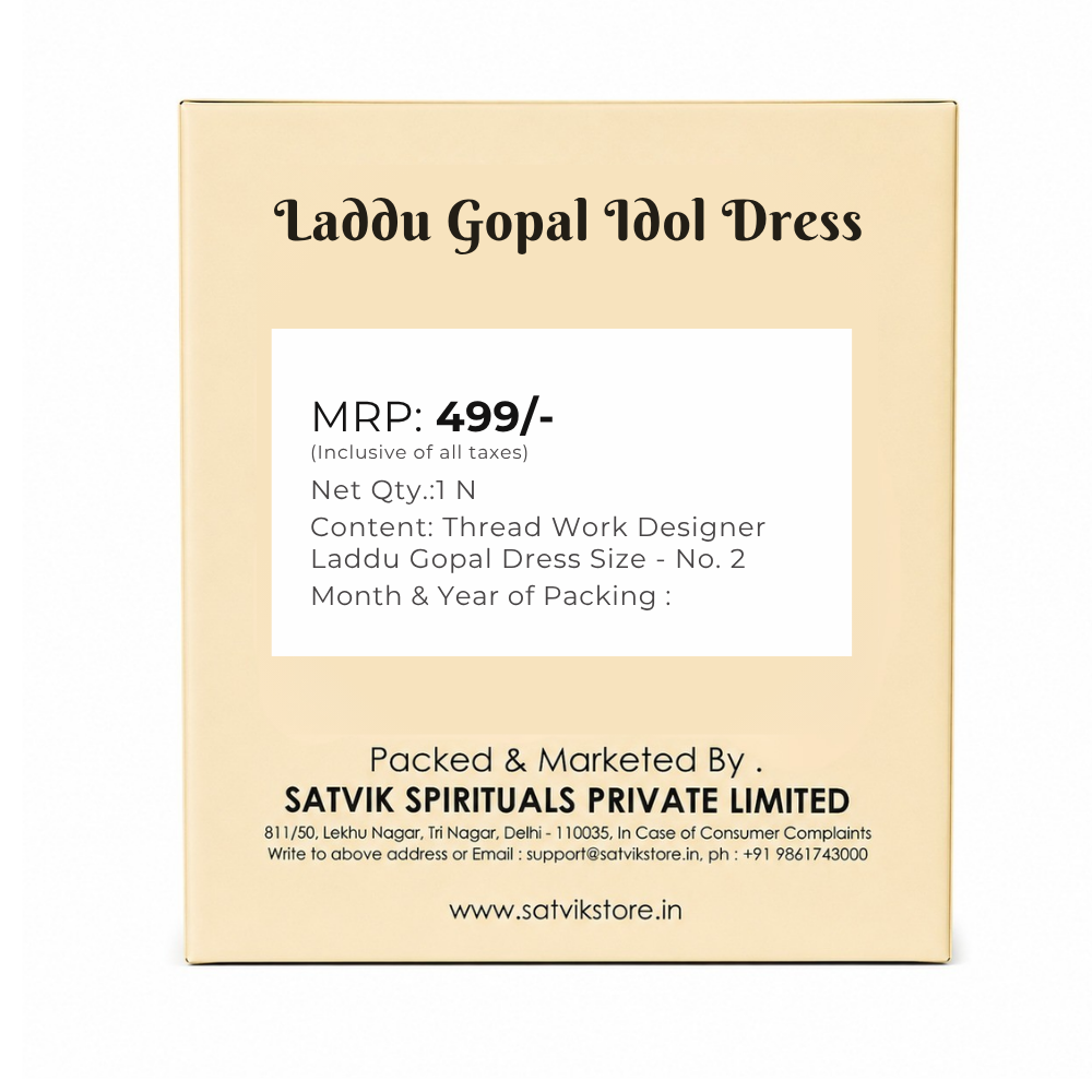 Size No.2 Heavy Stone & Thread Work Designer Laddu Gopal Dress