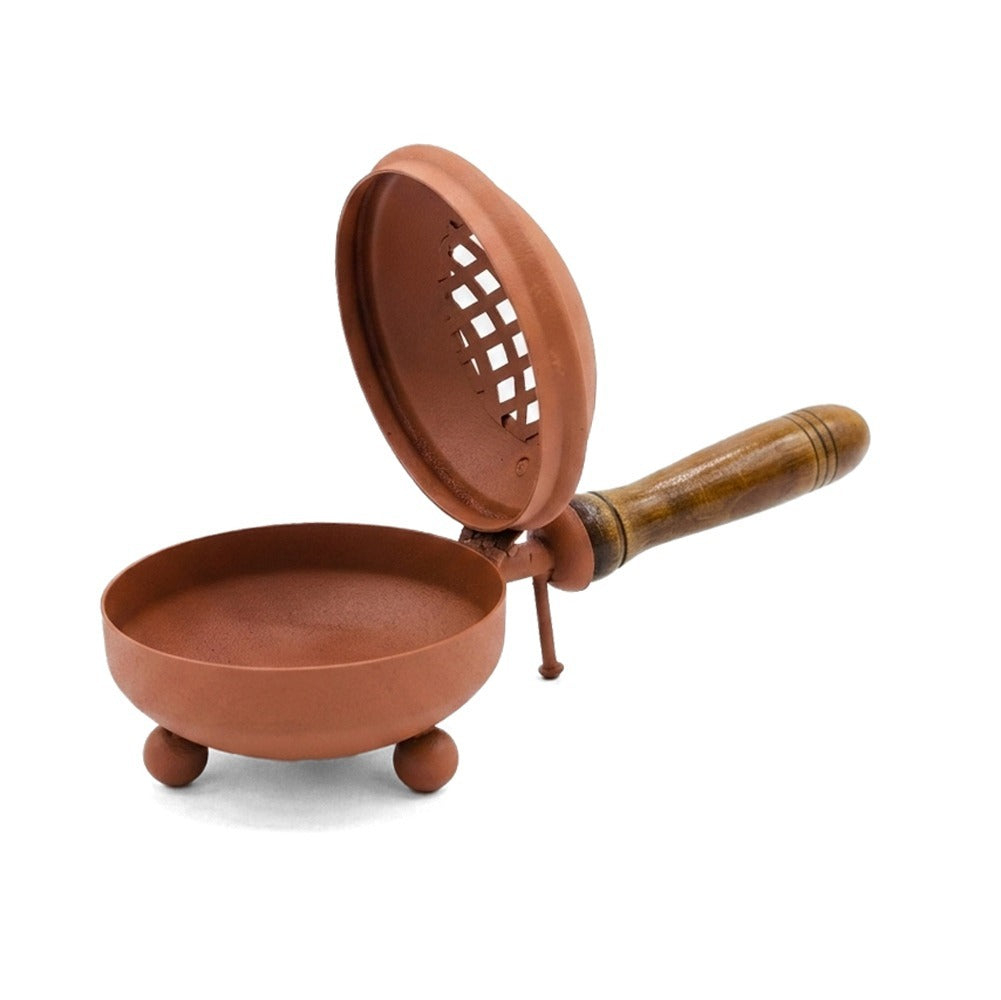 Traditional Dhoop Dani Incense Burner Holder with Wooden Handle