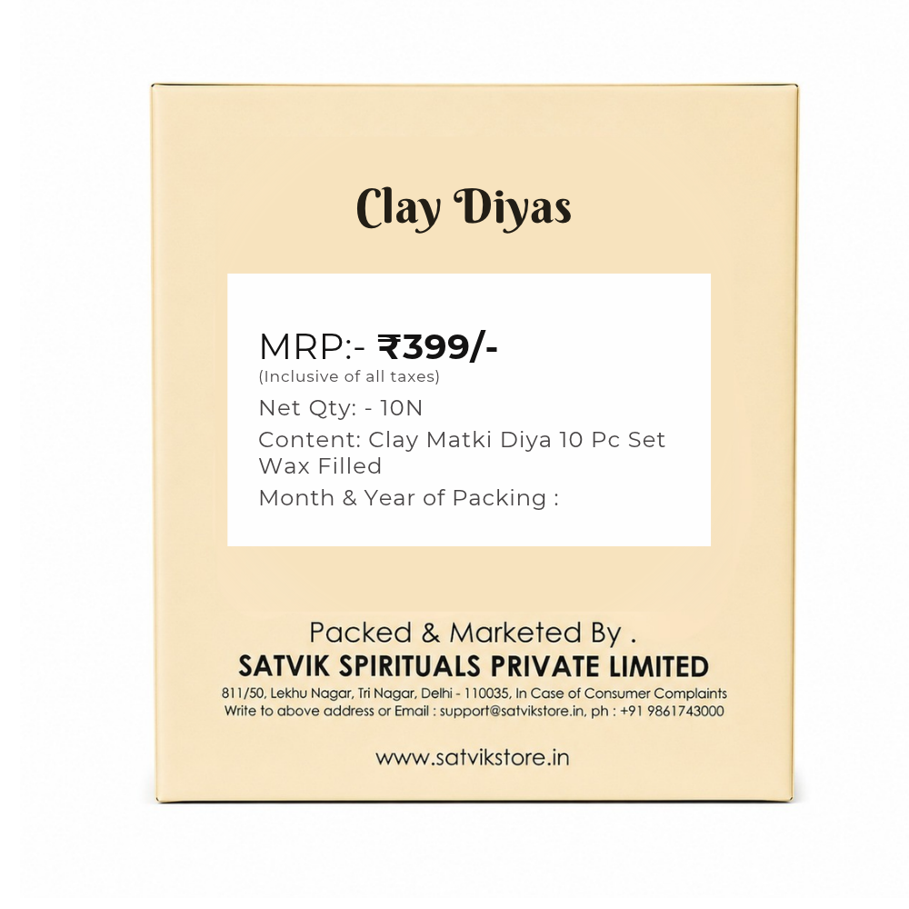 Clay Matki Diya 10 Pc Set Wax Filled