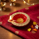 12 Pack Classic Crimson Red & Gold Teardrop Clay Diyas