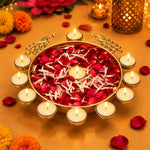 Decorative Brass Peacock Flower Urli with Tea Light