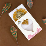 Lord Ganesh on Leaf Patta Wall Hanging - Yellow