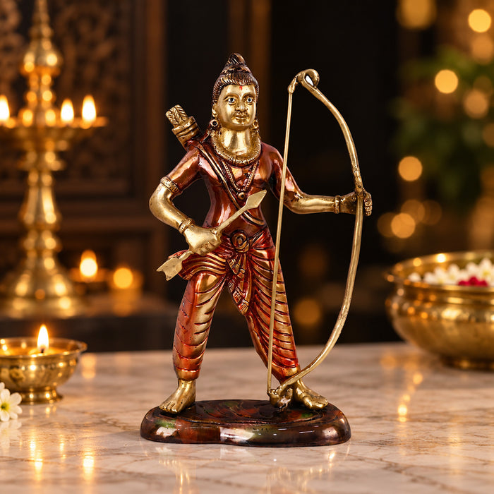 10.6 Inch Victorious Ram with Bow Brass Idol