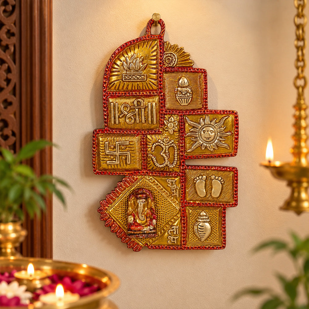9.4 Inch Pure Brass Vastu Plate Wall Decor
