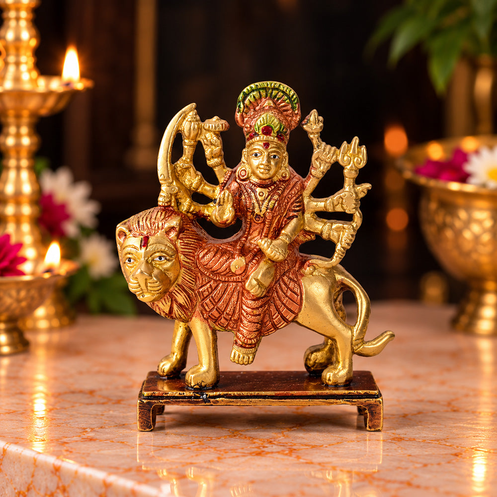 5.5 Inch Charming Brass Sherawali Mata Idol