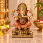 8.7 Inch Vibrant Colored Brass Ganesh Statue - Large