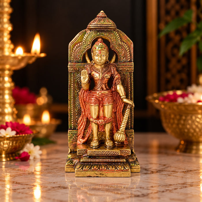 8.4 Inch Elegant Brass Hanuman Idol in Standing Pose