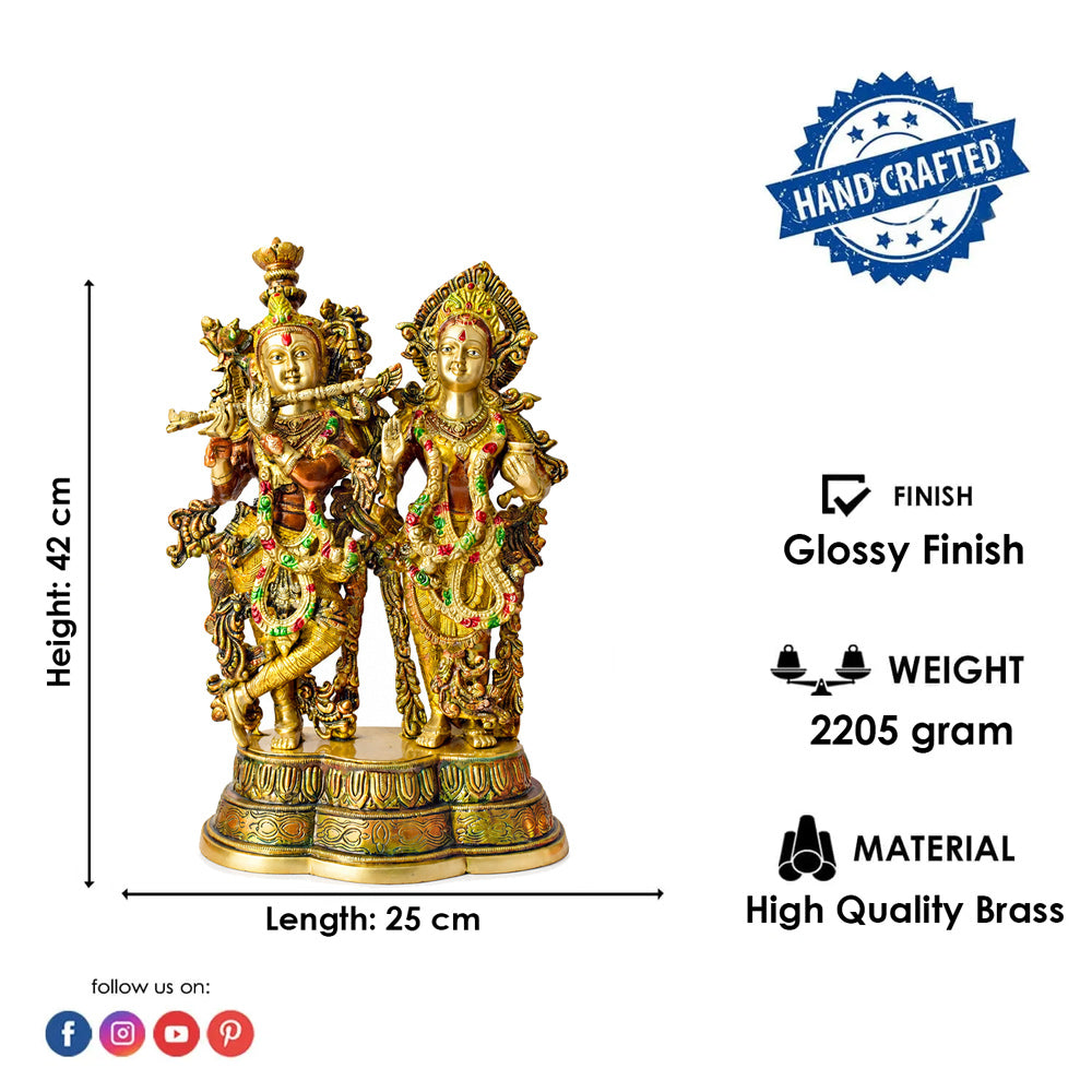 16.5 Inch Gorgeous Radha Krishna Brass Idol 16.5 Inch