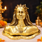 11 Inch Brass Adiyogi Statue for Home Temple Decor and Meditation Space