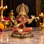 10.2 Inch Beautiful Brass Saraswati Idol | Saraswati Mata Murti