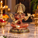 10.2 Inch Beautiful Brass Saraswati Idol | Saraswati Mata Murti