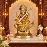 19.3 Inch Big Saraswati Maa Brass Statue