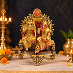 13 Inch Ram Sita Brass Idol Seated on Throne